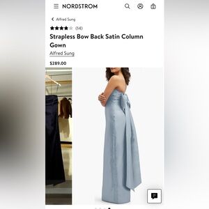 ALFRED SUNG Light Blue Strapless Dress